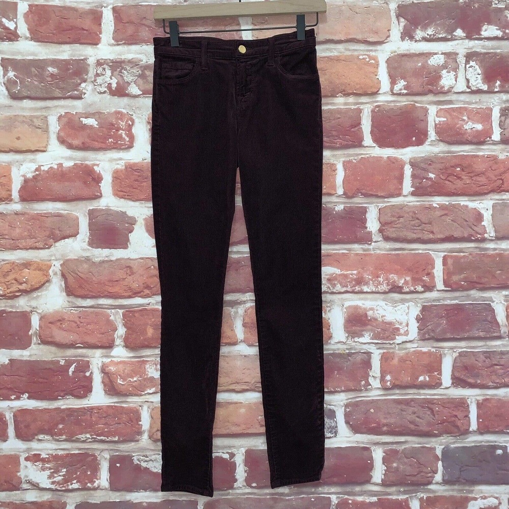 J Brand Skinny Leg Pants Women's Size 24 Blackberry Burgundy Corduroy Stretchy